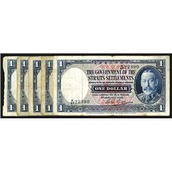 Government of the Straits Settlements, 1935 Banknote Quintet.