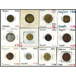 Ceylon Coin Grouping. 1802 to 1963.