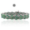 Image 3 : 14KT White Gold 14.28ctw Emerald and Diamond Bracelet