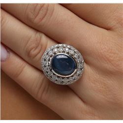 14KT White Gold 7.56ct Sapphire and Diamond Ring