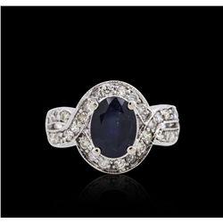 14KT White Gold 2.70ct Sapphire and Diamond Ring