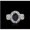 Image 1 : 14KT White Gold 2.70ct Sapphire and Diamond Ring