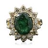 Image 3 : 14KT Yellow Gold 2.59ct Emerald and Diamond Ring