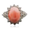 Image 3 : 14KT White Gold 8.26ct Pink Coral and Diamond Ring