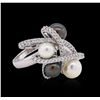 Image 2 : 18KT White Gold Pearl and Diamond Ring