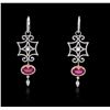 Image 1 : 18KT Two-Tone Gold 4.57ctw Rubellite and Diamond Earrings