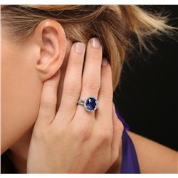 14KT White Gold 6.64ct Sapphire and Diamond Ring