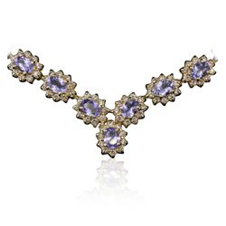 14KT Yellow Gold 24.95ctw Tanzanite and Diamond Necklace