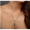 Image 1 : 14KT White Gold 3.98ct Tanzanite and Diamond Pendant With Chain