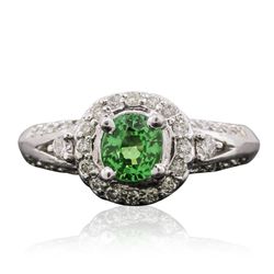 14KT White Gold 1.03ct Tsavorite and Diamond Ring