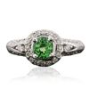Image 1 : 14KT White Gold 1.03ct Tsavorite and Diamond Ring