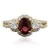 Image 1 : 14KT Yellow Gold 1.42ct Rubellite and Diamond Ring