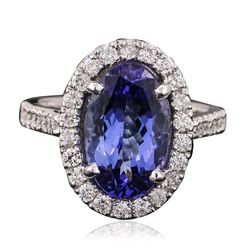 14KT White Gold 4.58ct Tanzanite and Diamond Ring