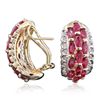 Image 2 : 14KT Yellow Gold 4.16ctw Ruby and Diamond Earrings