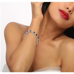 14KT White Gold 12.96ctw Sapphire and Diamond Bracelet