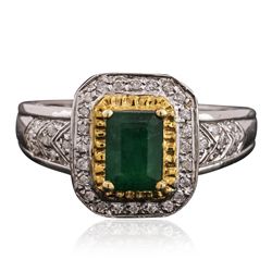 10KT Two-Tone Gold 1.04ct Emerald and Diamond Ring