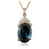 Image 3 : 14KT Yellow Gold 37.74ct Topaz and Diamond Pendant With Chain