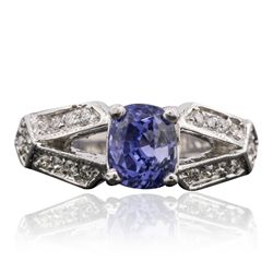 14KT White Gold 2.15ct Sapphire and Diamond Ring