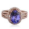 Image 3 : 14KT Rose Gold 2.92ct Tanzanite and Diamond Ring