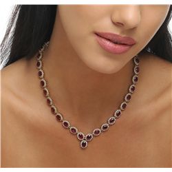 14KT Yellow Gold 35.52ctw Ruby and Diamond Necklace