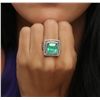 Image 2 : 14KT White Gold 11.12ct Emerald and Diamond Ring