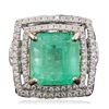 Image 3 : 14KT White Gold 11.12ct Emerald and Diamond Ring