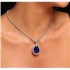 Image 1 : 18KT White Gold 23.20ct GIA Certified Tanzanite and Diamond Pendant With Chain