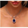 Image 2 : 18KT White Gold 23.20ct GIA Certified Tanzanite and Diamond Pendant With Chain