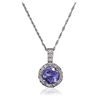 Image 3 : 14KT White Gold 0.84ct Tanzanite and Diamond Pendant With Chain