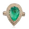 Image 3 : 14KT Yellow Gold 6.18ct Emerald and Diamond Ring