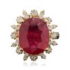 Image 3 : 14KT Yellow Gold 7.73ct Ruby and Diamond Ring