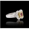 Image 2 : 18KT Two-Tone Gold 1.05ctw Pink Sapphire and Diamond Ring