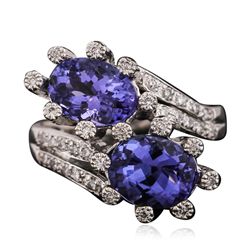 14KT White Gold 3.66ct Tanzanite and Diamond Ring