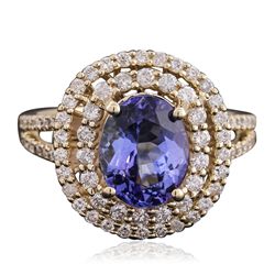 14KT Yellow Gold 2.47ct Tanzanite and Diamond Ring