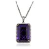 Image 3 : 14KT Two Tone Gold 15.68ct Amethyst and Diamond Pendant With Chain