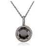 Image 2 : 14KT White Gold 3.26ct Black Diamond and Diamond Pendant With Chain