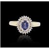 Image 3 : 14KT Yellow Gold 0.63ct Sapphire and Diamond Ring