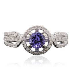 14KT White Gold 0.67ct Tanzanite and Diamond Ring