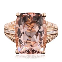 14KT Rose Gold 10.31ct Morganite and Diamond Ring