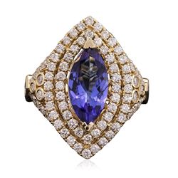 14KT Yellow Gold 2.45ct Tanzanite and Diamond Ring