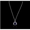 Image 3 : 14KT White Gold GIA Certified 29.44ct Tanzanite and Diamond Pendant With Chain