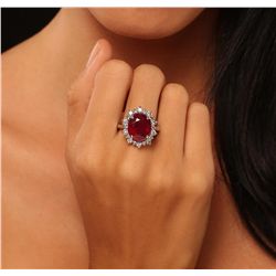 14KT White Gold 8.81ct Ruby and Diamond Ring