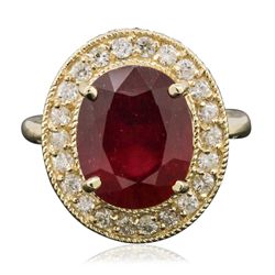 14KT Yellow Gold 6.94ct Ruby and Diamond Ring