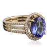 Image 2 : 14KT Yellow Gold 2.60ct Tanzanite and Diamond Ring