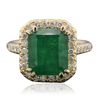 Image 1 : 14KT Yellow Gold 4.26ct Emerald and Diamond Ring