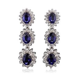 14KT White Gold 3.78ctw Sapphire and Diamond Earrings