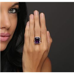 14KT Yellow Gold 10.27ct Amethyst and Diamond Ring