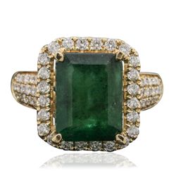 14KT Yellow Gold 4.43ct Emerald and Diamond Ring