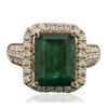 Image 1 : 14KT Yellow Gold 4.43ct Emerald and Diamond Ring