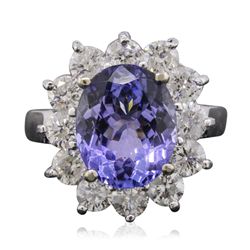 14KT White Gold 3.80ct Tanzanite and Diamond Ring